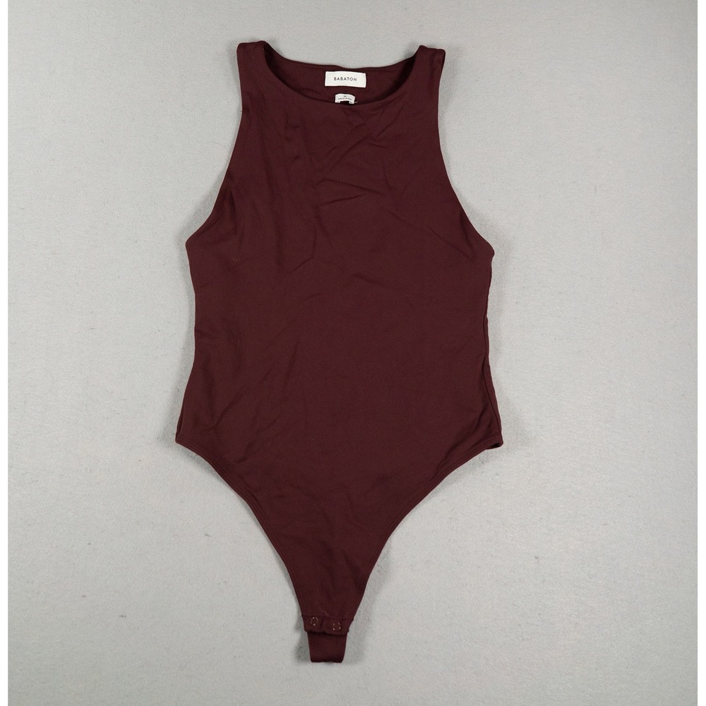Babaton Womens Bodysuit Contour High Neck Sleeveless Burgundy Size M Thong Base